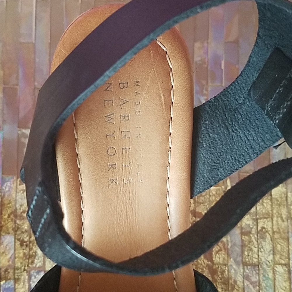 Barney's NY black leather and cork wedge sandals - Picture 3 of 6